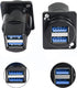 QIANRENON USB 3.0 Socket Dual USB Panel Mount Solderless Connector, USB 3.0 Female to Female Coupler Socket USB Panel Mount Pass Through Adapte fo...