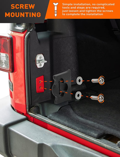 Savadicar TL01 Tailgate Limiter, Aluminum Alloy Rear Trunk Door Latch, Tail Gate Stopper for 2007-2018 Jeep Wrangler JK JKU 2-Door & 4 Door, Tailg...