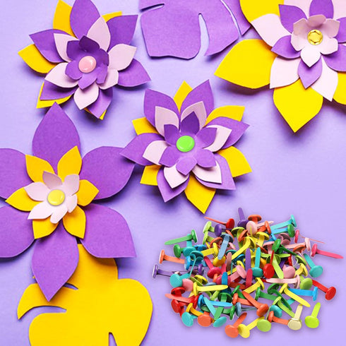 PATIKIL 400 PCS Paper Brass Fasteners Split Pins Pastel Mini Metal Brads Round Head Plated Fastener for Craft Art Scrapbooking DIY Supplies, Gold,...