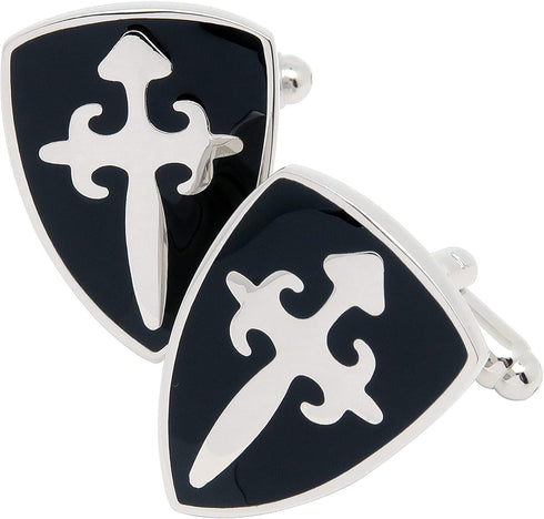 Crusader Battle Shield Cufflinks for Men Black Tone Men's Cuff Link Set for Wedding Shirt Party Business Birthday Anniversary Dress...