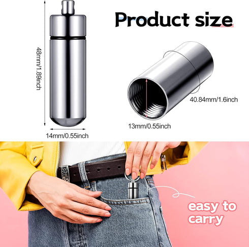 12 Pieces Portable Pill Case First Aid Pill Container Mini Pill Container Waterproof Aluminum Keychain Pill Case Keychain for Medications, Vitamin...