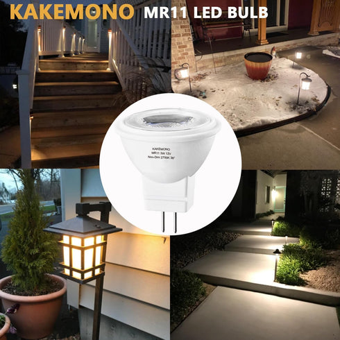 KAKEMONO MR11 GU4.0 Led Bulbs,20W Halogen Equivalent,2700K Soft Warm White,12V GU4 3W Low Voltage Spotlight for Outdoor Landscape Track Lighting, ...