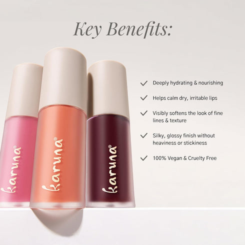 Karuna Skin - Tinted Lip Oil, Soothing & Moisturizing Lip Products with Peptides, Antioxidants, Hydrating Flattering Vegan Lip Tint, Pause, 4.8 mL...