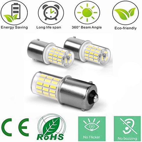 1156 Ba15s 12V 24V 3w LED Light Bulb 6000K Daylight White, 1141 S8 Bayonet Bulb Socket Single Contact, for Landscape, RV, Boat Mower Lawn Tractors...