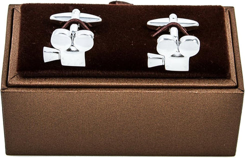Hollywood Movie Camera Pair Cufflinks in a Presentation Gift Box & Polishing Cloth...