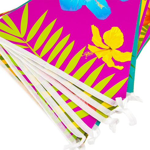 FEPITO 2 Pack Hawaiian Bunting Banners Luau Tropical Bunting 6 Meters for Summer Luau Tiki Beach Party Decorations...