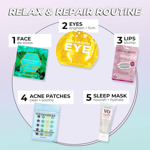 Vitamasques Gemstone Face Sheet Mask Kit, 4-Pack - Sapphire, Jade, Citrine, Ruby Korean Sheet Masks - Therapeutic Masks for Mental and Physical We...