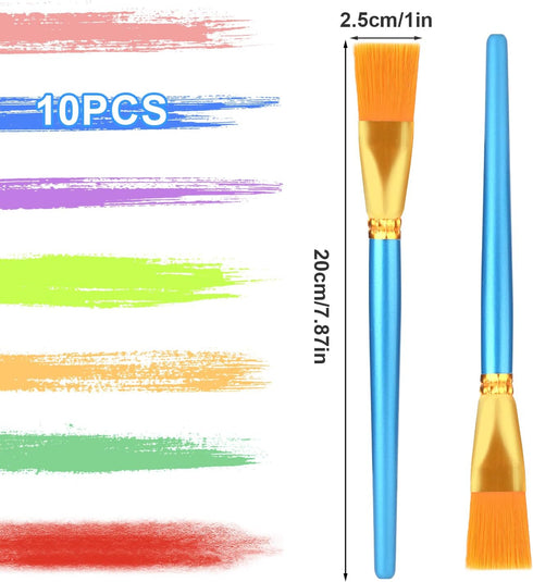 AIEX 10pcs Flat Paint Brushes 1 Inch Wide, Watercolor Acrylic Paint Brush Bulk Synthetic Nylon Oil Painting Brushes for Artists Professional Amate...