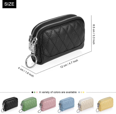 XEYOU Small Coin Purse Pouch Wallet Genuine Leather Change Coin Purse Holder for Women with Keychain Ring...