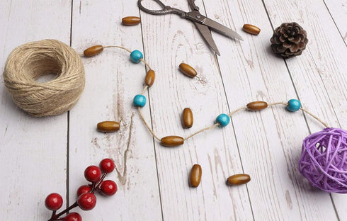 50Pcs Brown Oval Wood Tube Beads 20 x 10mm Barrel Natural Wooden Loose Spacer Beads for Bead Crafts Making (3mm Hole)...