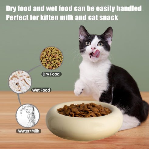 6.1 Inch Cat Bowls, 7 oz Ceramic Cat Food Bowl, Whisker Fatigue Relief Cat Bowl, Anti-Vomiting, Protect Spine, Perfect for Indoor Cats(Yellow)...
