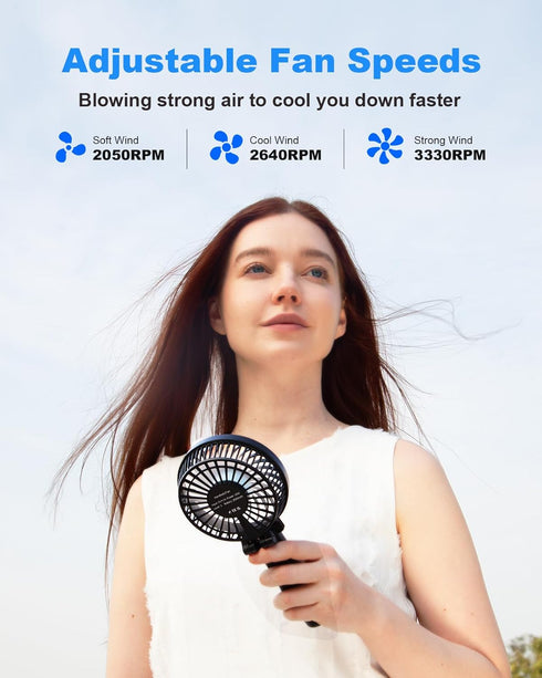 TriPole Handheld Fan Portable Mini Fan, 3 Speeds Foldable Small Personal Fan, Rechargeable USB Desk Fan, Powerful Hand Held Fan Battery Operated f...