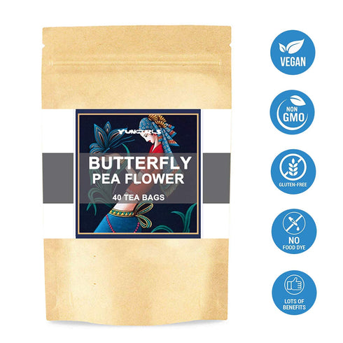 Butterfly Pea Flower Tea Bags, 40 Teabags Premium Dried Butterfly Pea Tea Blue & Purple Tea Natural Taste, GMO Free, Eco-Conscious Tea Bags...