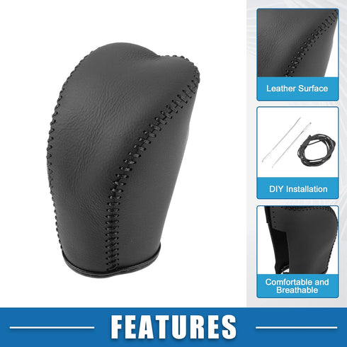 Gear Shifting Knob Cover Automatic Transmission Lever Trim for Hyundai Tucson 2015-2018 for Santa Fe 2013-2017 PU Leather Black...