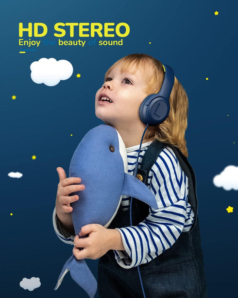 Kids Headphones for School Toddler Wired with Microphone Plug in Bulk Boys Headset Girls 3+ Year Old Blue Green shareport Phones Teen Volume Contr...