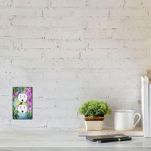 Hummingbird Wall Plates Switch Covers Small Bird Violet Flowers Green Leaves Duplex Outlet Cover Plug Plate For Home Decor Office Standard...