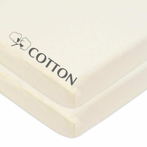 American Baby Company 2 Pack 100% Natural Cotton Fitted Pack and Play Sheets 39" x 27" - Soft & Breathable Pack N Play Sheets for Playard & Mini C...