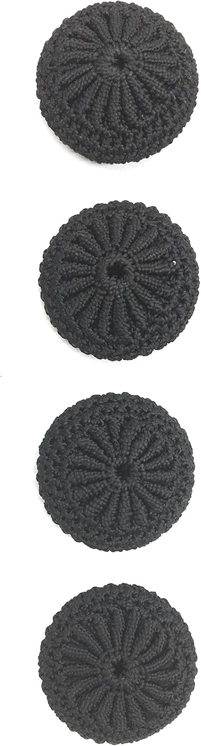 4 Crochet Black Buttons Set ~1-3/8" Inch - Hand Made Buttons - Blazer, Dresses~Sportcoats, Designers....