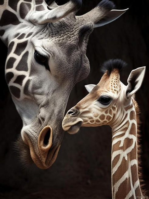TUTUMAY21 5D DIY Animals Diamond Painting Kits for Adults, Lovely Little Giraffe Diamond Art for Adults Beginners, Full Drill Art Craft DIY Home W...