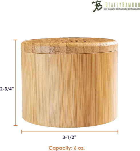 Totally Bamboo Salt Cellar Bamboo Storage Box with Magnetic Swivel Lid, 6 Ounce Capacity, "Take Life with a Grain of Salt" Engraved on Lid...