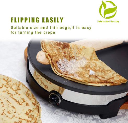 Prowithlin 4 Piece Crepe Spreader and Spatula Set, Crepes Maker Made Of 100% Natural Beech Wood, 12" Crepe Spatula and 4.7" Crepe Spreaders, Crepe...