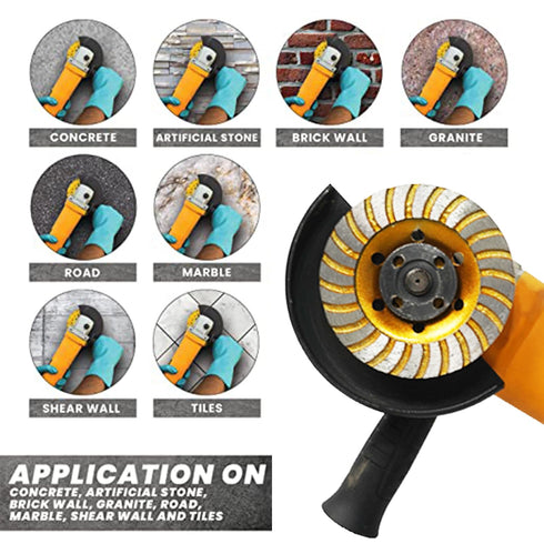 Concrete Grinding Wheel 4 inch for Angle Grinder - Diamond Cup Wheel for Grinding Concrete, Cement, Masonry Stones, Granite, Marble - 24 Segment T...