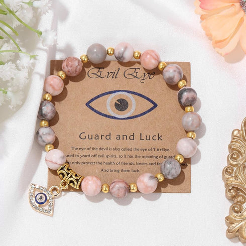 3Pcs Evil Eye Bracelet Set for Women Men Colorful Turkish Amulet Evil Eye Beaded Charm Stretch Elastic Bracelet Handmade Natural Stone Beads Inspi...