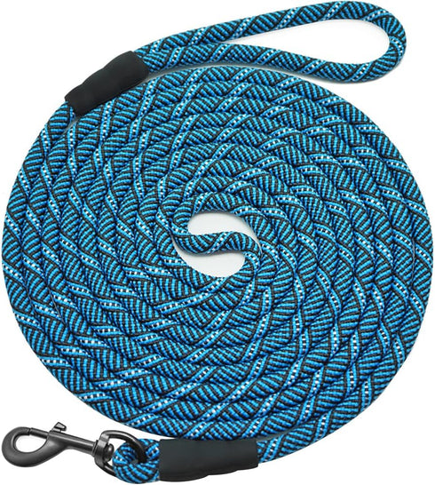 Long Rope Leash for Dog Training 12, 15, 22, 30, 50, 75, 100ft Check Cord Recall Agility Lead Tie Out Dog Line for Medium Small Dogs, Great for Ou...