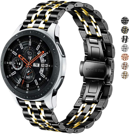 Band Compatible with Samsung Gear S3 / Galaxy Watch 46mm / Galaxy Watch 3 45mm, 22mm 7-Rows Stainless Steel Metal Replacement Strap for Huawei Wat...