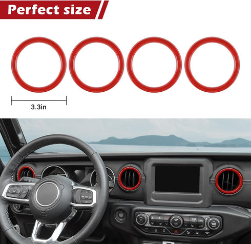 RT-TCZ for Wrangler JL Dash Air Vents Cover Trim Stickers Red for Jeep Wrangler JL JLU Gladiator JT 2018-2023 Red Interior Accessories 4pcs...