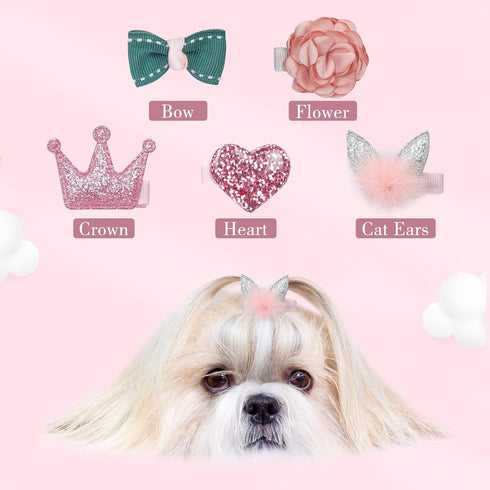 WWW Small Dog Hair Clips 5 Pcs Cat Dog Hair Bows Girls Puppies Hair Barrettes Cute Bow Flower Crown Hairpin Head Flower Hair Pins Cat Puppy Party ...