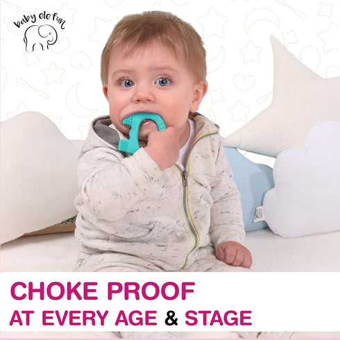 Teething Ring for Babies 0-6 Months - 5X Pain Relief Smart Teether - Zero Developmental Delay Silicone Teether - Cute Infant Chew Toy, Shower Gift...