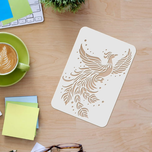 FINGERINSPIRE Phoenix Stencils 11.7x8.3 inch Firebird Painting Stencil Flying Phoenix Stencil Mythical Phoenix Reusable Drawing Template for Paint...