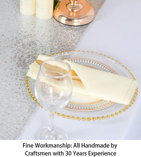 ShinyBeauty 12 by 108 in Wedding Silver Sequin Table Runner with Tassel Party Supplies Silver Sequin Table Runner 108 Inches Long Fall Dining Tabl...
