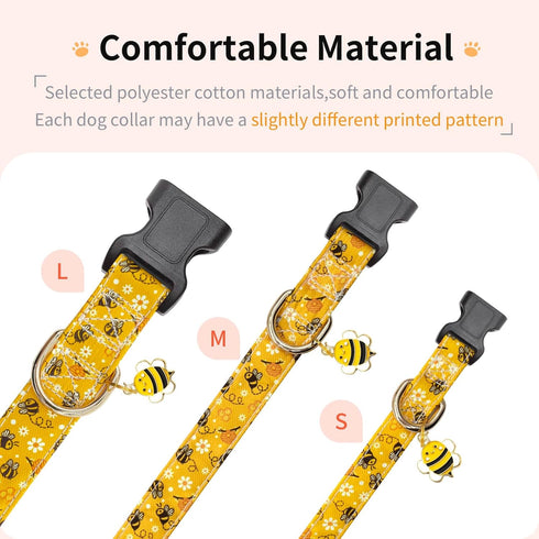 Dog Collar,Personalized Adjustable Cute Puppy Collars for Girl Female Boy Dogs Flower Patterned Design,Soft Pet Collar with Safe Buckle for Small ...