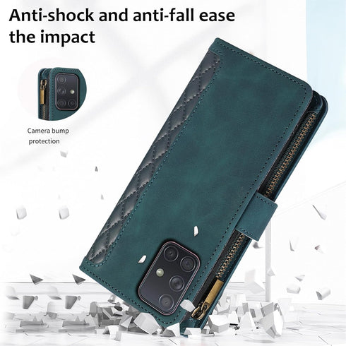Asuwish Phone Case for Samsung Galaxy A71 5G Wallet Cover with Tempered Glass Screen Protector and Crossbody Wrist Strap Leather Flip Zipper Credi...