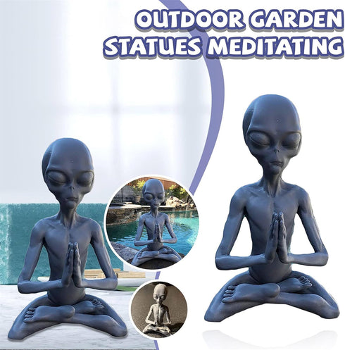 Meditating Alien Garden Sculptures & Statues, Alien Resin Statue Ornament Yard Best Art Decor for Indoor Outdoor Home or Office Collectible Figuri...