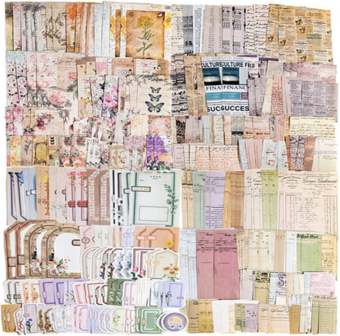 400 Sheets Scrapbook Paper Handmade Scrapbook Paper Cuttable Scrapbook Supplies Aesthetic Retro Elements for Bullet Journals Junk Planners Aesthet...