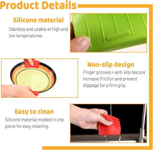 2 Pcs Silicone Hot Handle Holder, Cast Iron Skillet Handle Covers Heat Resistant, Non-Slip Pot Handle Grip Sleeves, Assist Pan Holder Protectors f...