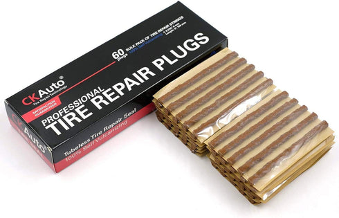 CKAuto 60pcs 4" Brown Tire Repair Strings, Automotive Tool Tire Repair Plugs for Tubeless Off-Road Tires Car, Bike, ATV, UTV, Wheelbarrow, Mower...