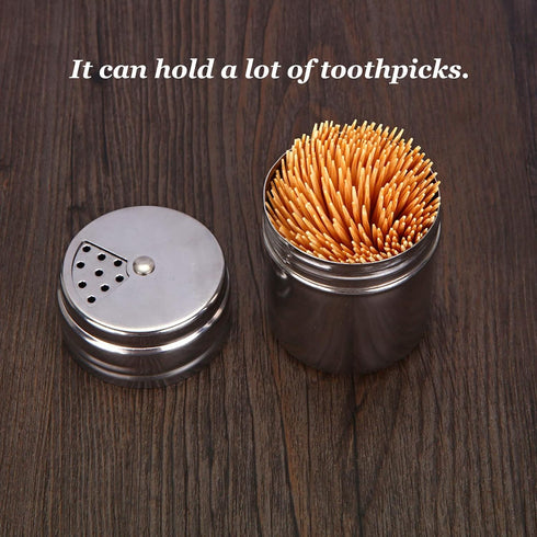 2 Pack Stainless Steel Toothpick Holders Toothpick Dispensers, Storage Organizer Thickening Toothpicks Container, Silver Toothpick Storage Box Too...