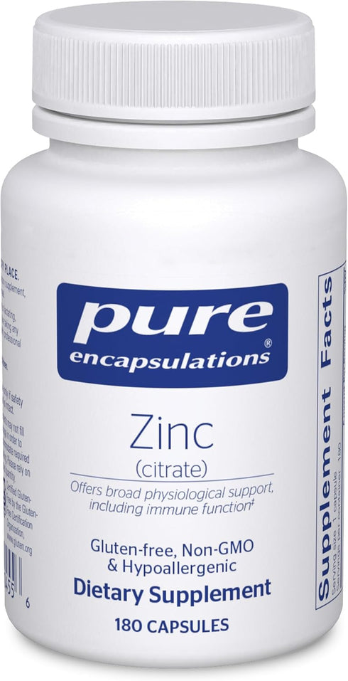Pure Encapsulations Zinc (Citrate) - for Immune System, Tissue Development & Metabolism* - Mineral Supplement with Enzymes - Highly Absorbable Zin...