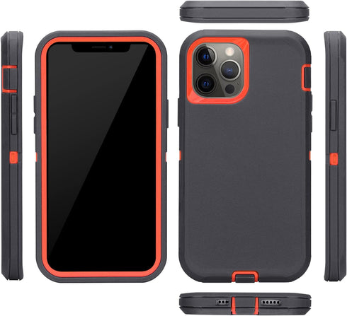 MAXCURY Case for iPhone 12, iPhone 12 Case, Heavy Duty Shock Absorption Full Body Protective Silicone Rubber with Hard PC Phone Case Cover for Gir...