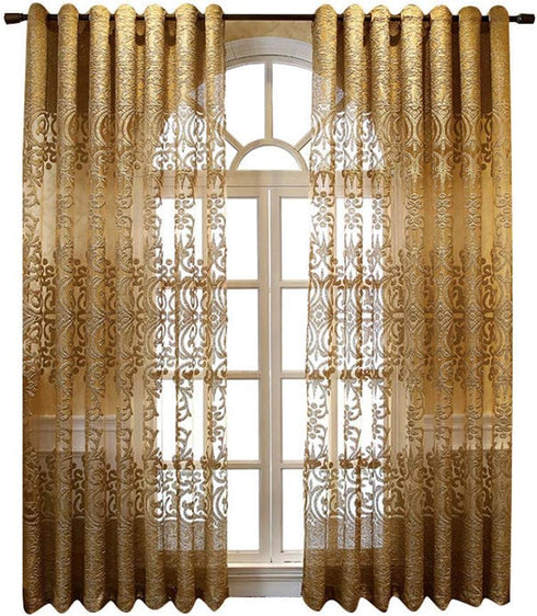 1 Panel Luxury European Sheer Curtain Grommet Top Floral Embroidery Sheer Curtain for Living Room Hollow Semi-Shading Voile Curtain Simple Modern ...