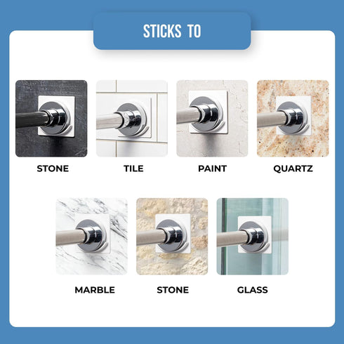Adhesive Shower Curtain Rod Holder | Rod Retainer | No Drilling | Stick On | 3M Adhesive | Cream | 2 Pack | Shower Curtain Rod Not Included |...