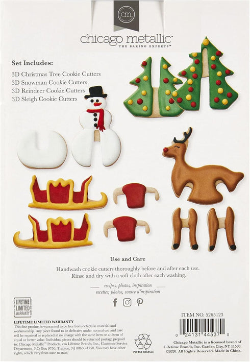 Chicago Metallic Christmas Tree 3D Cookie Cutter Set, 12-Piece, Silver...