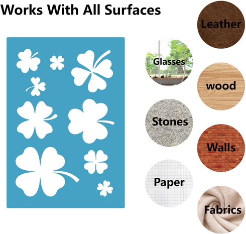 GORGECRAFT 2 Styles Patrick's Day Jewelry Shape Template Irish Shamrock Clover Reusable Leather Earrings Making Acrylic Cutouts Cutting Stencil fo...