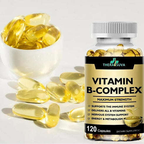 Thera SUVA Max Strength Vitamin B-Complex + CoQ10 + Vitamin C - Supplement for Energy, Metabolism Support, 120 Softgels, 60 Day Supply...