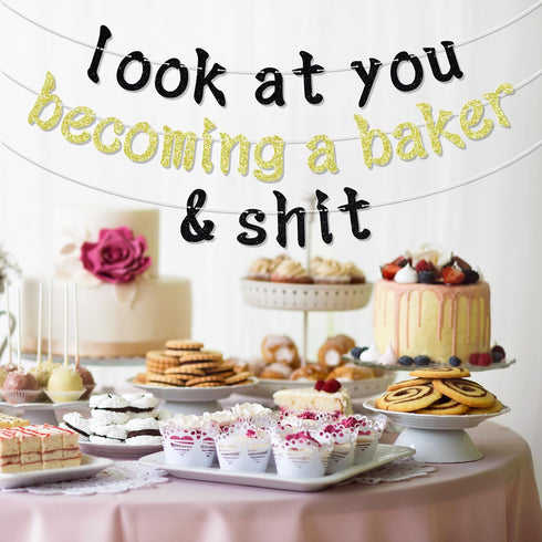 Look at You Becoming a Baker Banner, Congrats Grad, Congrats Baker, Class of 2024 Cooking Academy Gradaution Party Decorations...