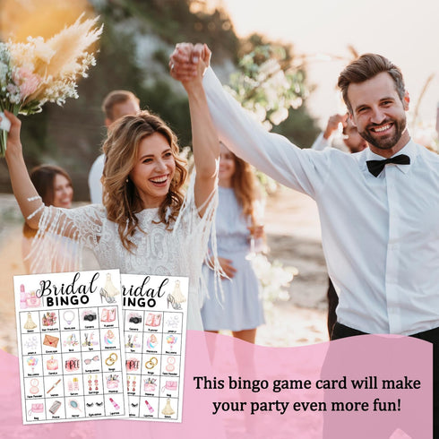 Bridal Shower Party 24 Players Bingo Game Set, Wedding Party Bingo Card, Home Large Groups Party Game Activities for Family and Friends, Adult Eng...